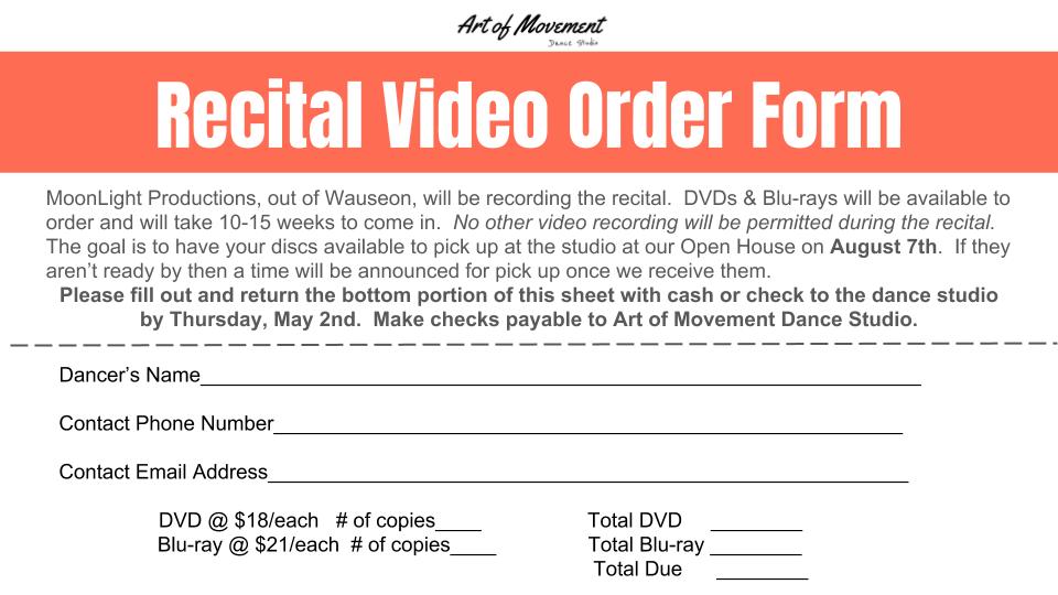 Video & Picture Order Forms