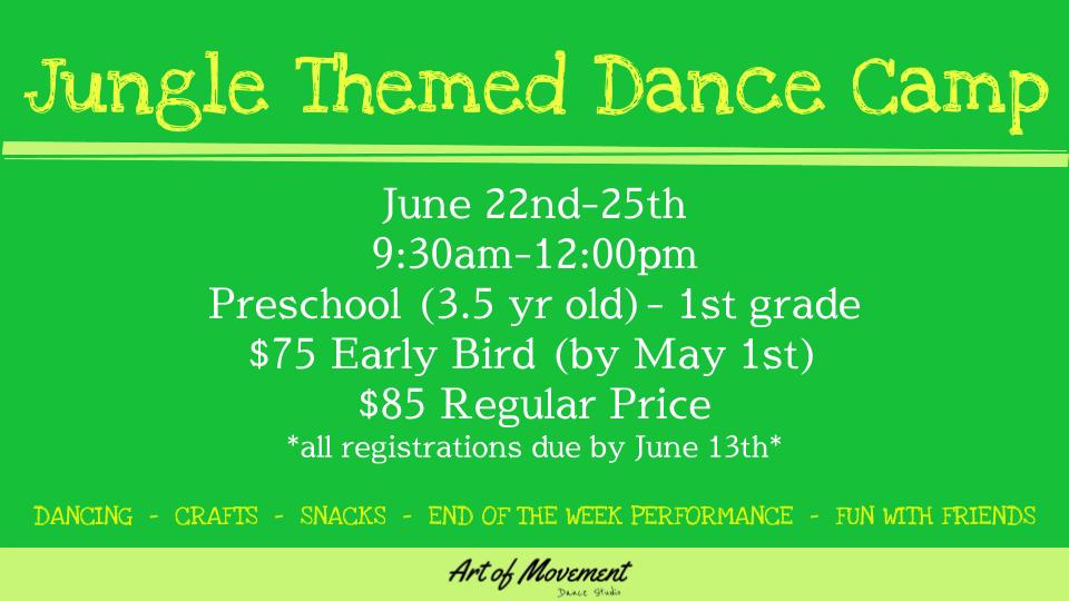 Summer Dance Camp Registration UPDATE: POSTPONED UNTIL SUMMER 2021