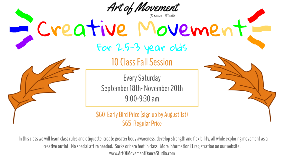 Fall Creative Movement Registration NOW OPEN!